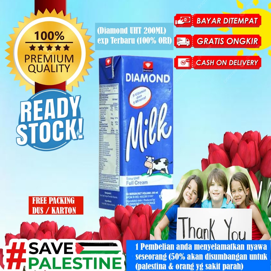 DIAMOND UHT Fresh Milk, Susu UHT 200ml