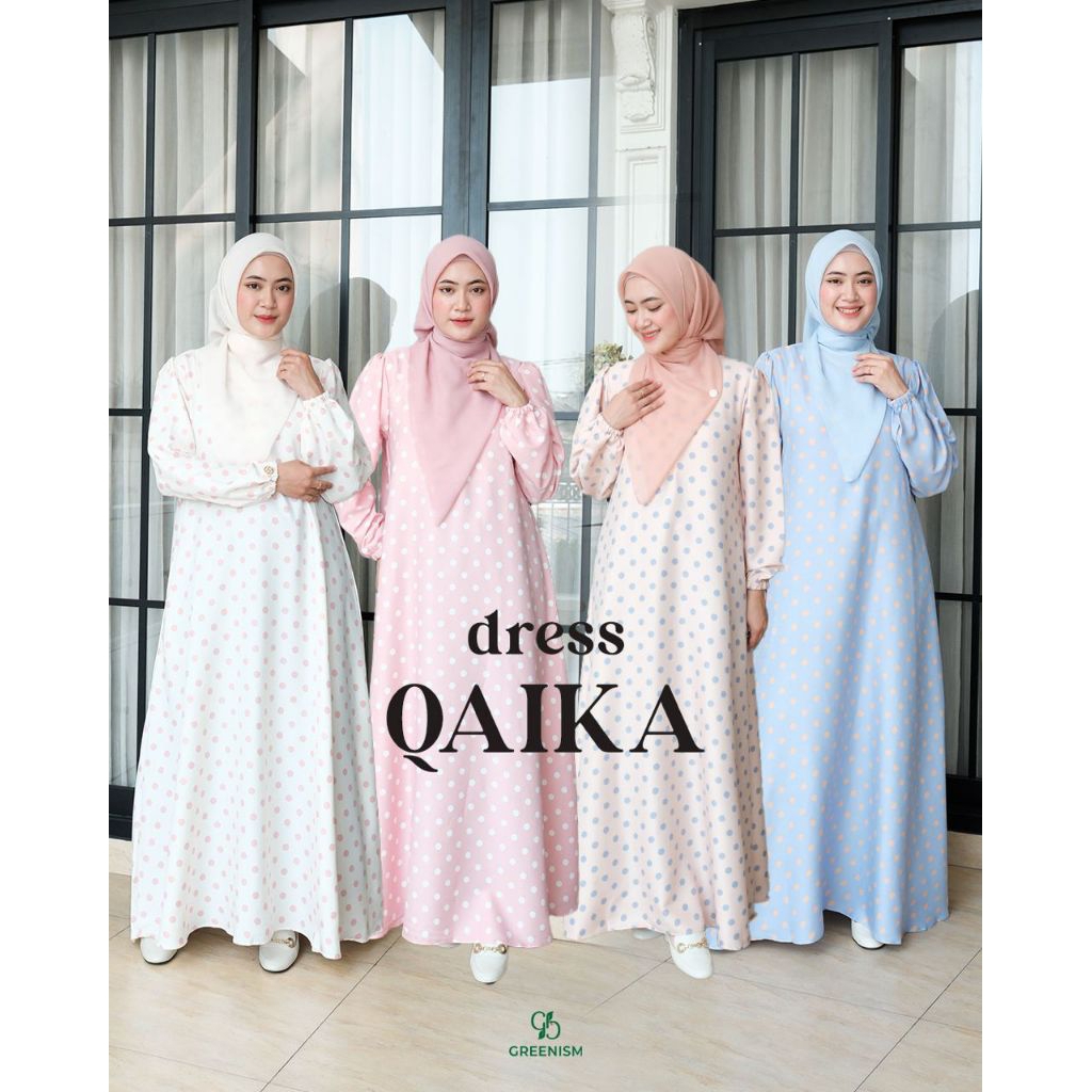Greenism Dress/QAIKA Dress by Greenism/QAIKA Dress Greenism/Dress Greenism/Gamis busui/Gamis Polkado