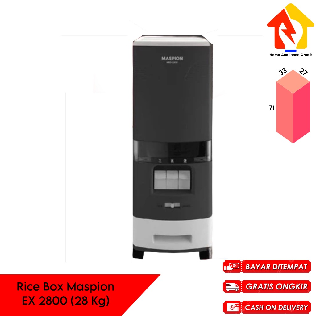 Maspion EX 2800 Rice Box Penyimpan / Tempat Beras Maspion 2800 Body Besi