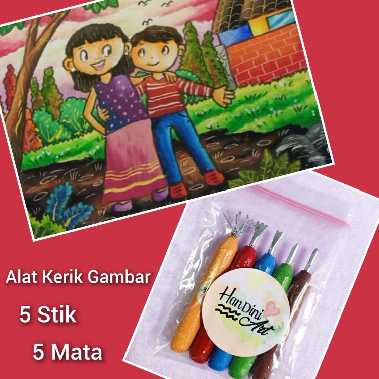 

KODE T34G Alat Kerik Gambar set 5 Stik 5 Mata Alat Gores Krayon Menggambar Teknik Grafito Teknik Kerik Peralatan Menggambar Handini Art