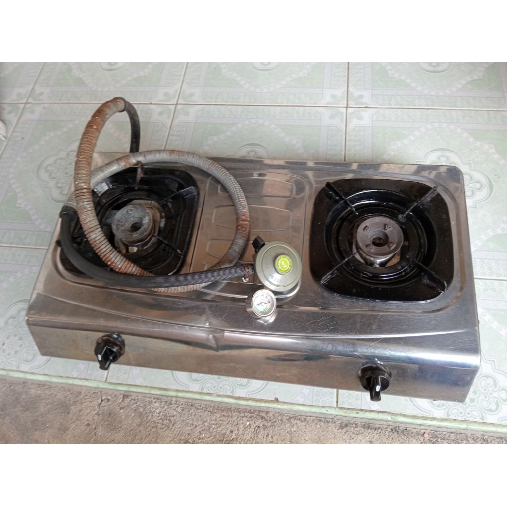 kompor rinai stenlis dua tungku bekas bagus normal