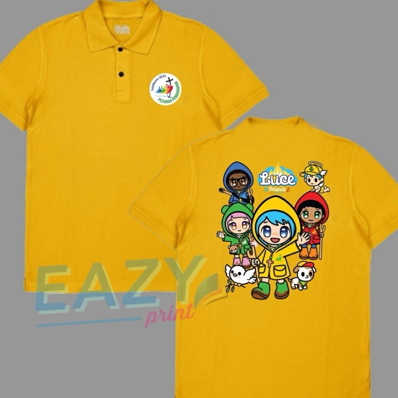 KODE N33L Baju Kerah Polo Shirt Luce And Friends Maskot Yubileum VATIKAN 225 Yubelium Acara Gereja K