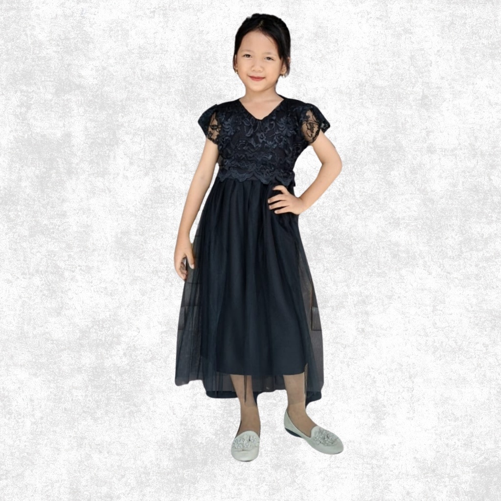 Dress Anak Hitam Brokat Tutu - Gaun Hitam Anak Kondangan Baju Pesta