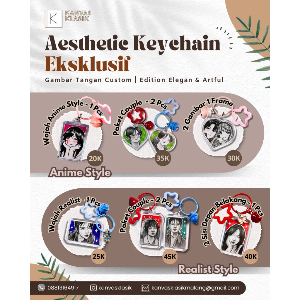 Aesthetic Keychain / Custom keychain / Custom Wajah / Custom anime style / Gantungan kunci lucu / Co