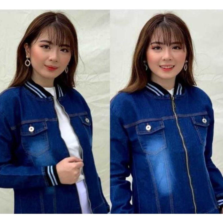 KODE D64F Jaket Denim Bomber Wanita Premium