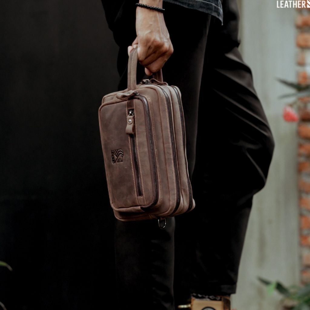 Tas Tangan Clutch Pouch Handbag Pria Premium Kulit Sapi Asli Original Branded 100% Nakula Hand Bag