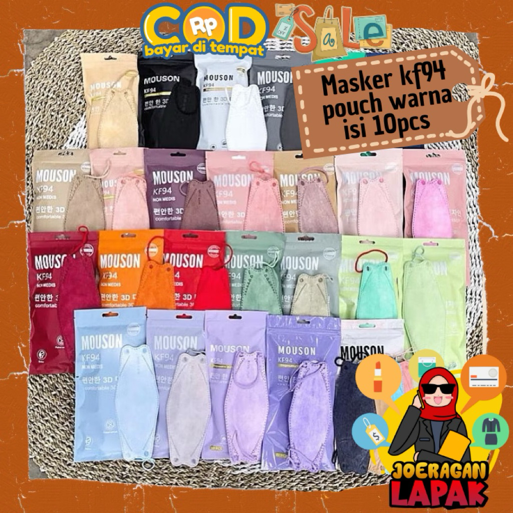 [JOERAGAN LAPAK] MASKER KF94 PACK ISI 10 PCS ALL BRAND POUCH MOUSON CAREION ALKINDO LARIS VIRAL FACE