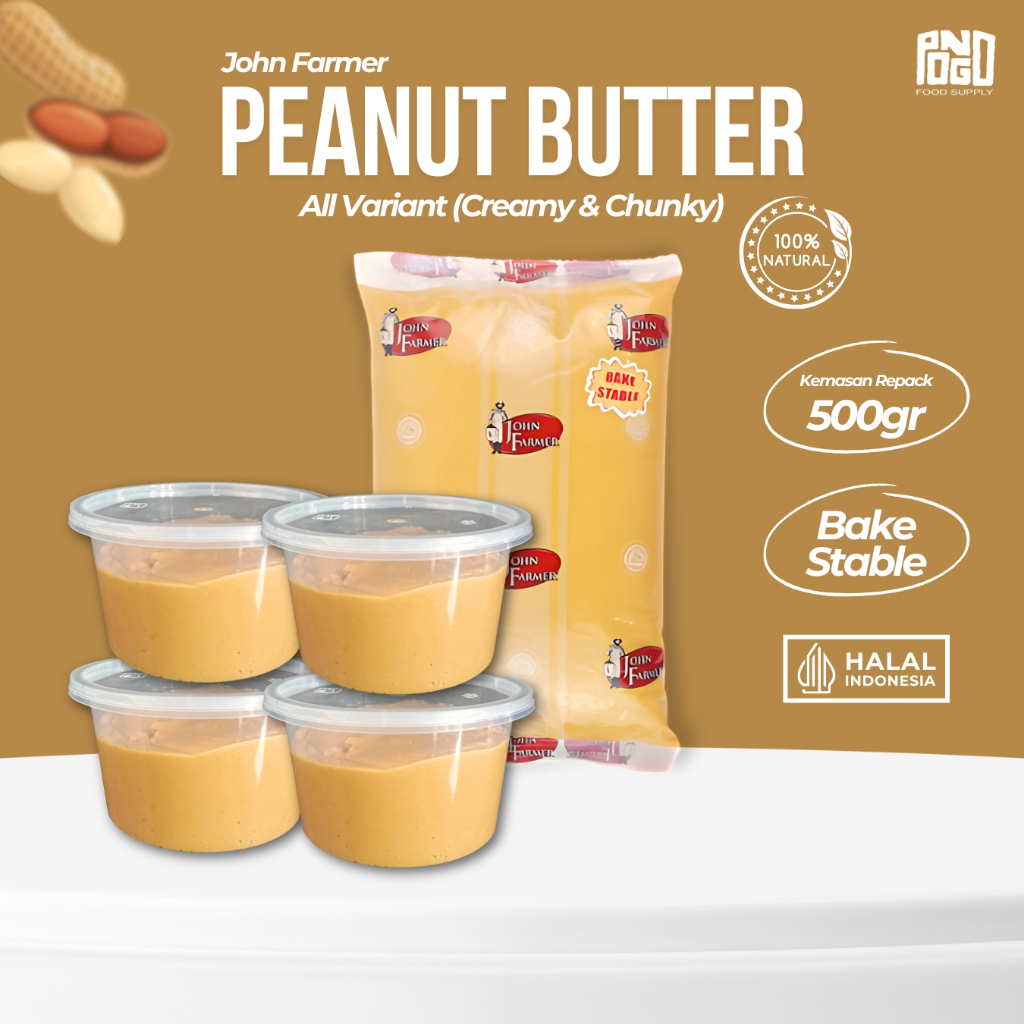 

John Farmer Peanut Butter 500gr Creamy | Chunky | All Variant | Selai Kacang Repack