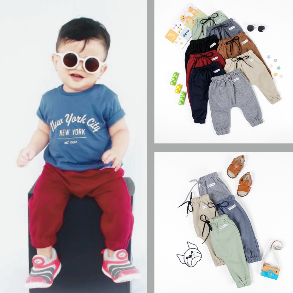 KODE X66R Celana Panjang Anak Bayi Harem Katun Polos Laki Laki Perempuan usia 3 18 Bulan Premium