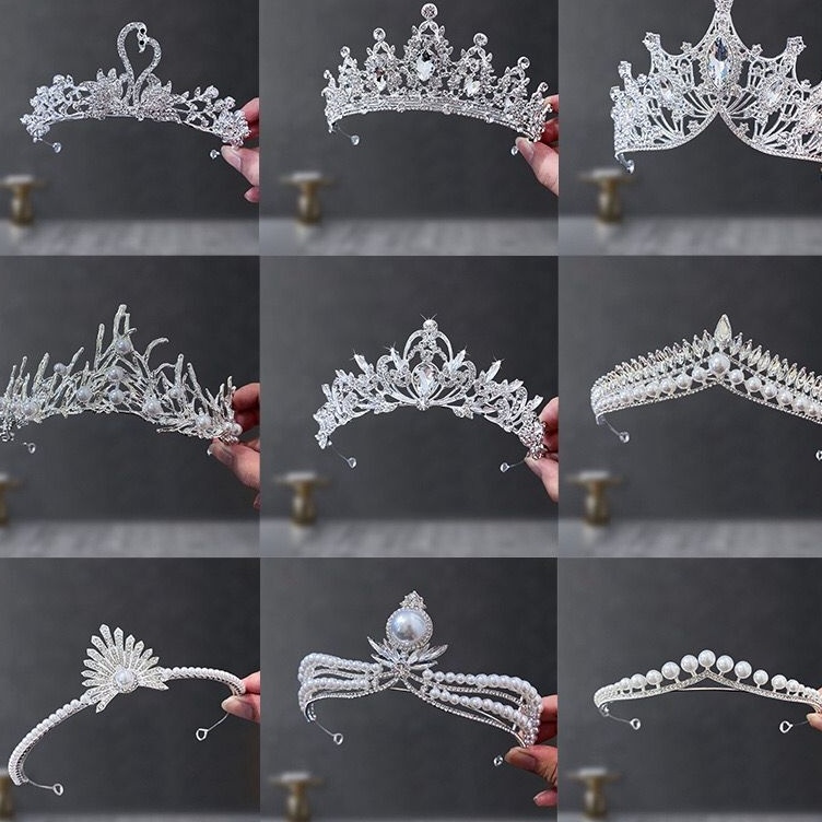 KODE S67U Mahkota Pengantin Mahkota Ulangtahun Anak Remaja Mahkota Wisuda Mahkota Silver Simpel dan 