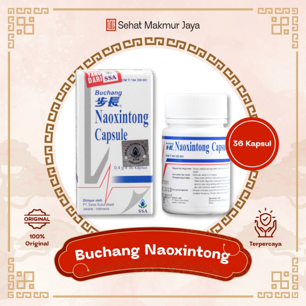 Buchang Naoxintong Capsule Original Isi 36 Kapsul - Obat Herbal Stroke Sirkulasi Darah Kolesterol