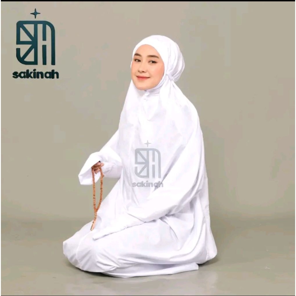 mukena terusan dewasa khusus putih polos bordir by sakinah-mukena khusus putih
