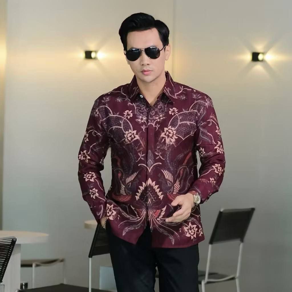 COD kemeja Batik dewasa murah baju cowok kerja atasan kantor pria kekinian batik polimikro slimfit u