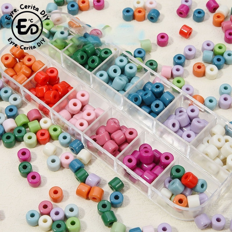 6mm Silinder Kecil Berwarna Punctune Akrilik  Diy Perhiasan Aksesoris Rantai Ponsel