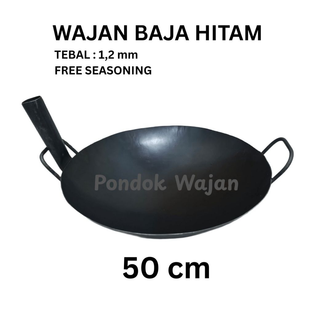 WAJAN BAJA HITAM 50 CM, tebal 1,2 cm