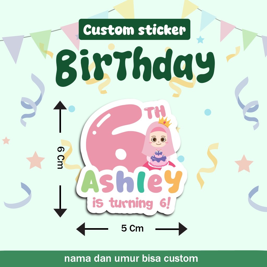

DISKON STICKER ULANG TAHUN ANAK KARAKTER GIRL SERIES CUSTOM NAMA UMUR SOUVENIR BENTO BIRTHDAY AQIQAH