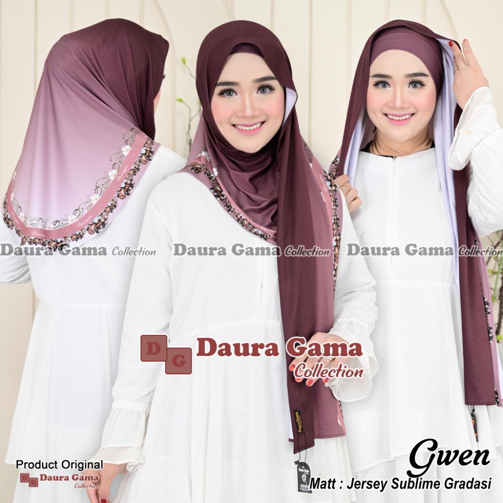 Gwen daura gama jilbab pasmina iner motif Jersey premium