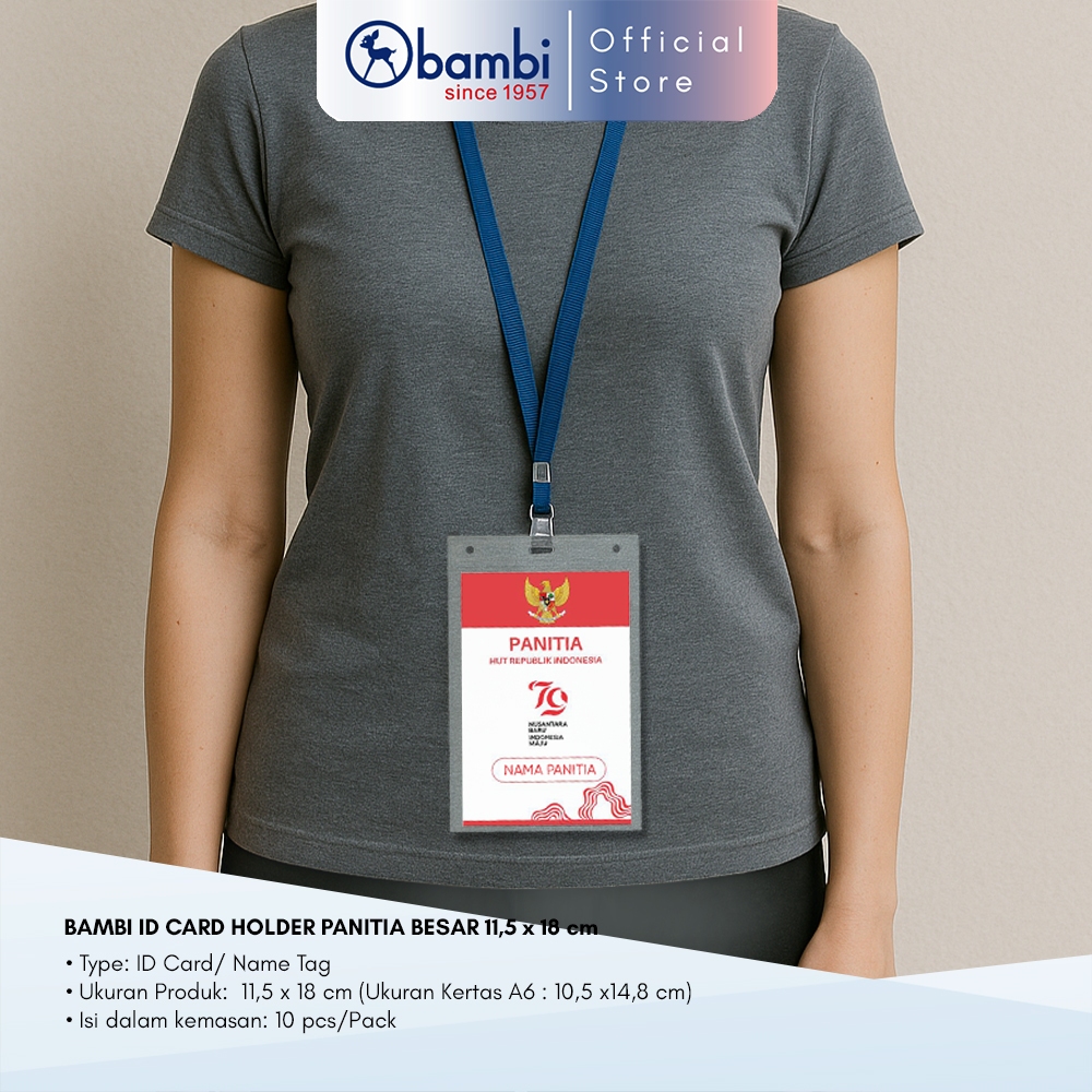 

Bambi ID Card Pocket Name Tag Panitia Jumbo Plastik Transparan isi 10 Pcs