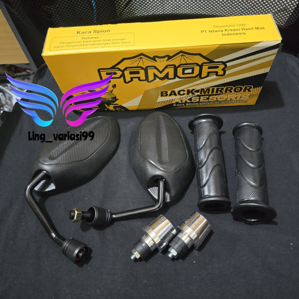 spion beat x1 satu paket kaca spion + grip set kanan kiri + jalu stang pcx cnc universal vario beat 