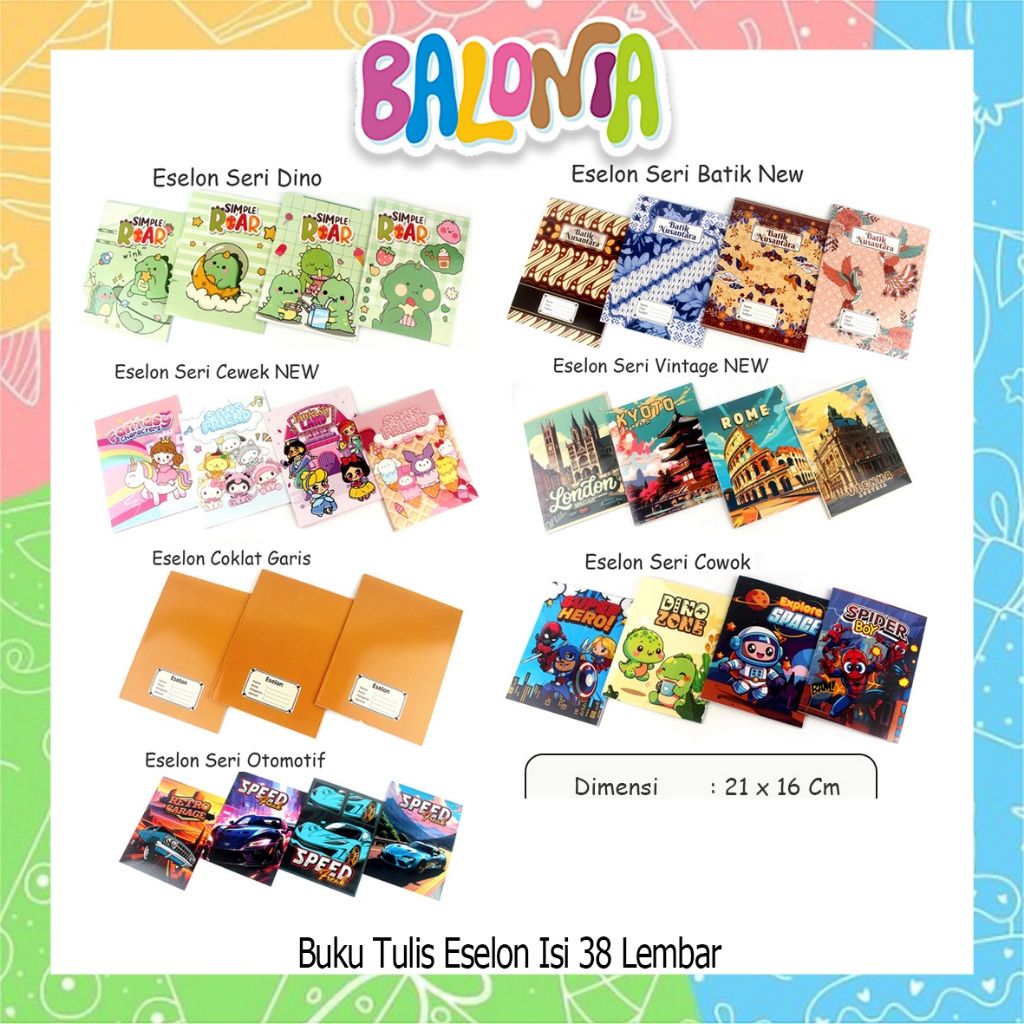 

(1 Buku isi 38Lembar) Buku Tulis Eselon Uk 21x16cm, buku tulis sekolah, buku sekolah