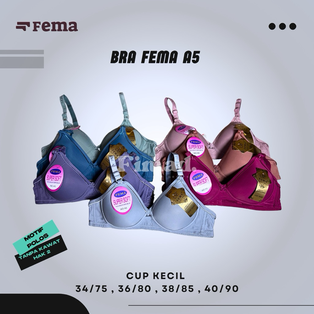 PROMO BRA FEMA A5 / BH POLOS CUP A KECIL TANPA KAWAT BUSA SEDANG PENGAIT 2
