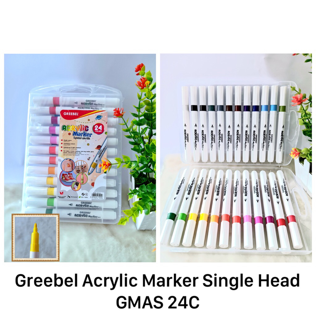 

GREEBEL Acrylic Marker Single Head GMAS 24C/Spidol Acrylic 24 warna/Spidol warna warni/Marker drawing pen 24C
