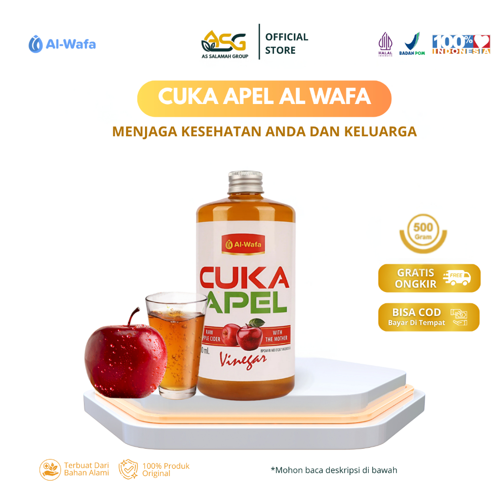 

Al Wafa - Cuka Apel Al Wafa Rahasia Sehat Alami Dari Alam 500 Gram