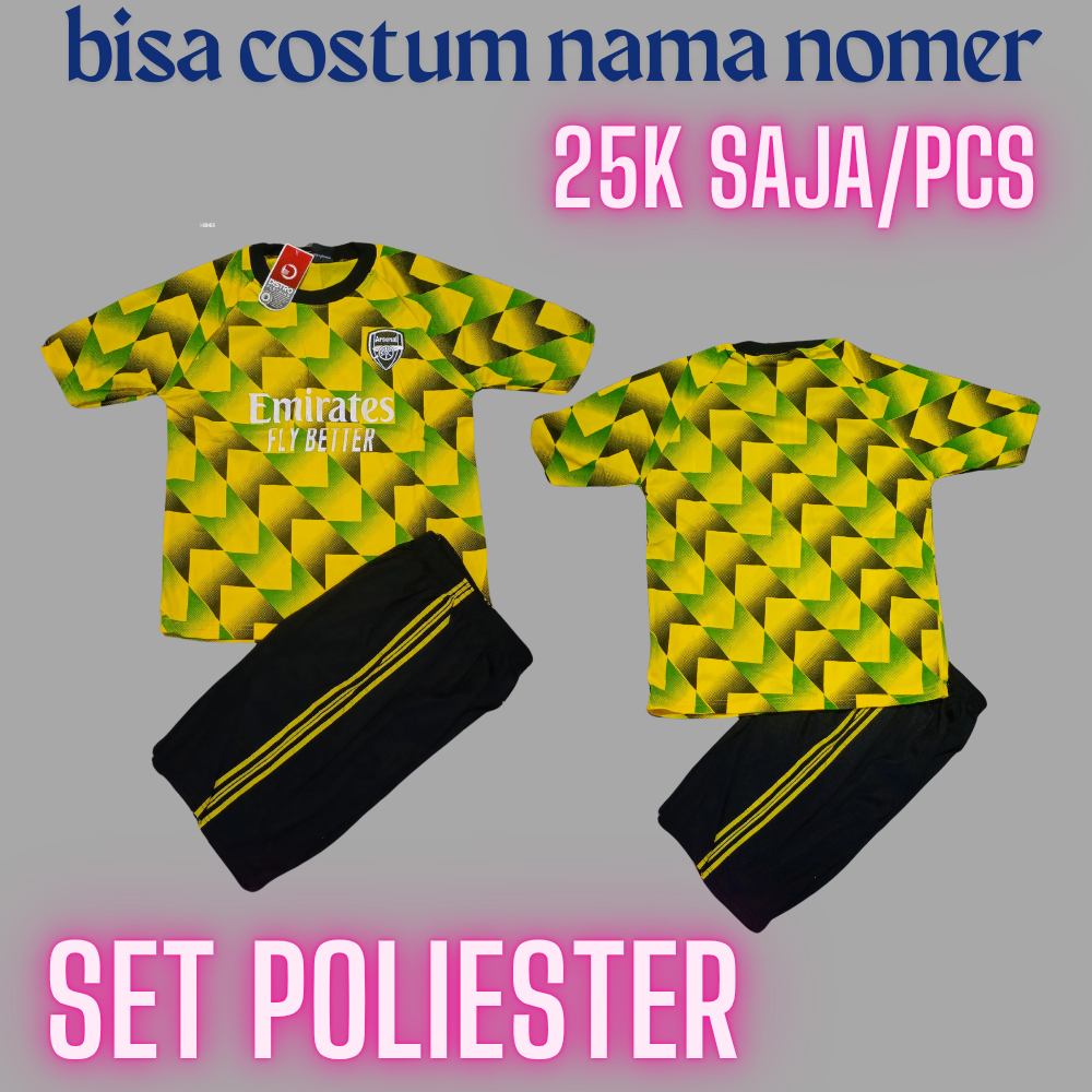 COD/ setelan baju bola arsenal kuning 2023/ setelan baju bola anak laki laki bisa costum nama nomer