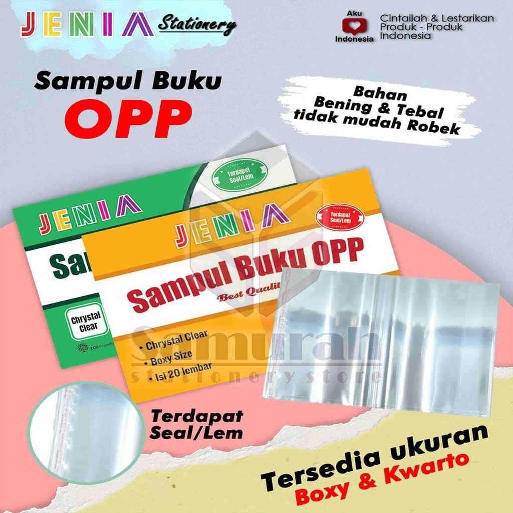 

20lembar Sampul Buku Plastik OPP Jenia Transparan + perekat lem