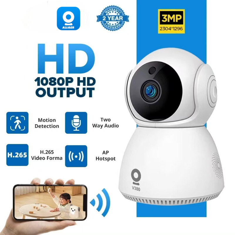 AL CCTV Indoor Robot V380 Pro CCTV Sambung Hp Pantau Jarak Jauh 360° Motion Detect Two-Way Audio HD