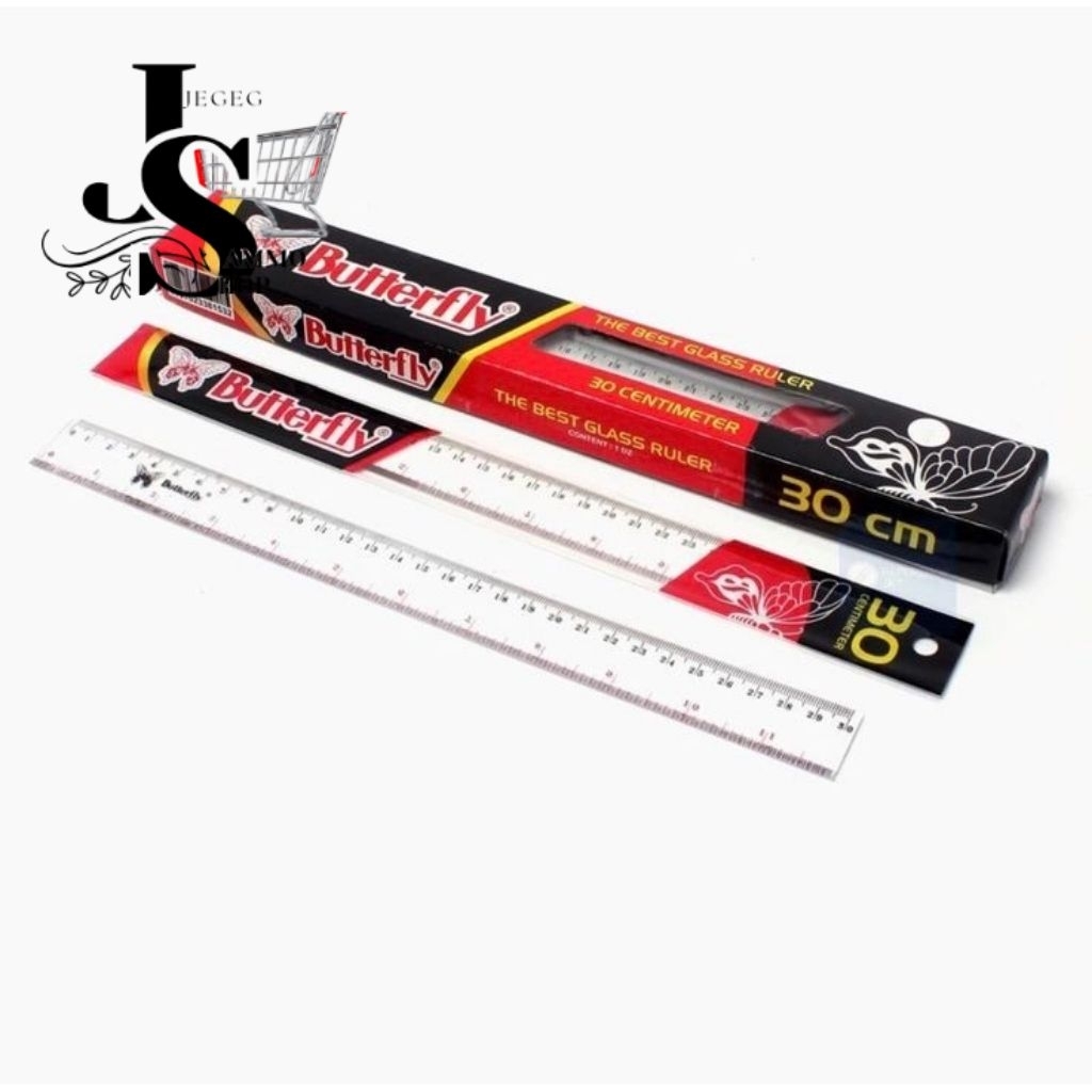

Penggaris Plastik Panjang Butterfly [30 cm] / Alat Ukur Mistar Garisan