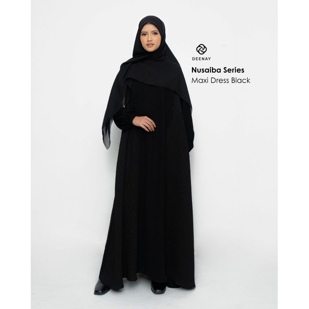 NUSAIBA MAXI DRESS BLACK BY DEENAY STYLE GAMIS HITAM DEENAY