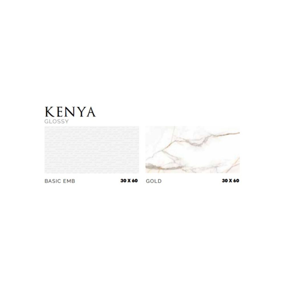 KERAMIK MERK PLATINUM TIPE KENYA BASIC GOLD UKURAN 30X60 BASIC WARNA PUTIH POLOS EMBOSSED GOLD LATAR