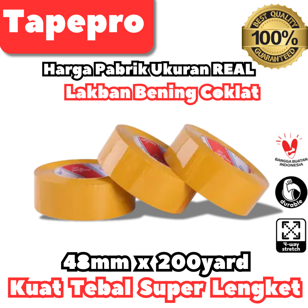 

Tapepro Isolatip/Solatip/Lakban OPP 48mm x 200y Super Lengket Tebel