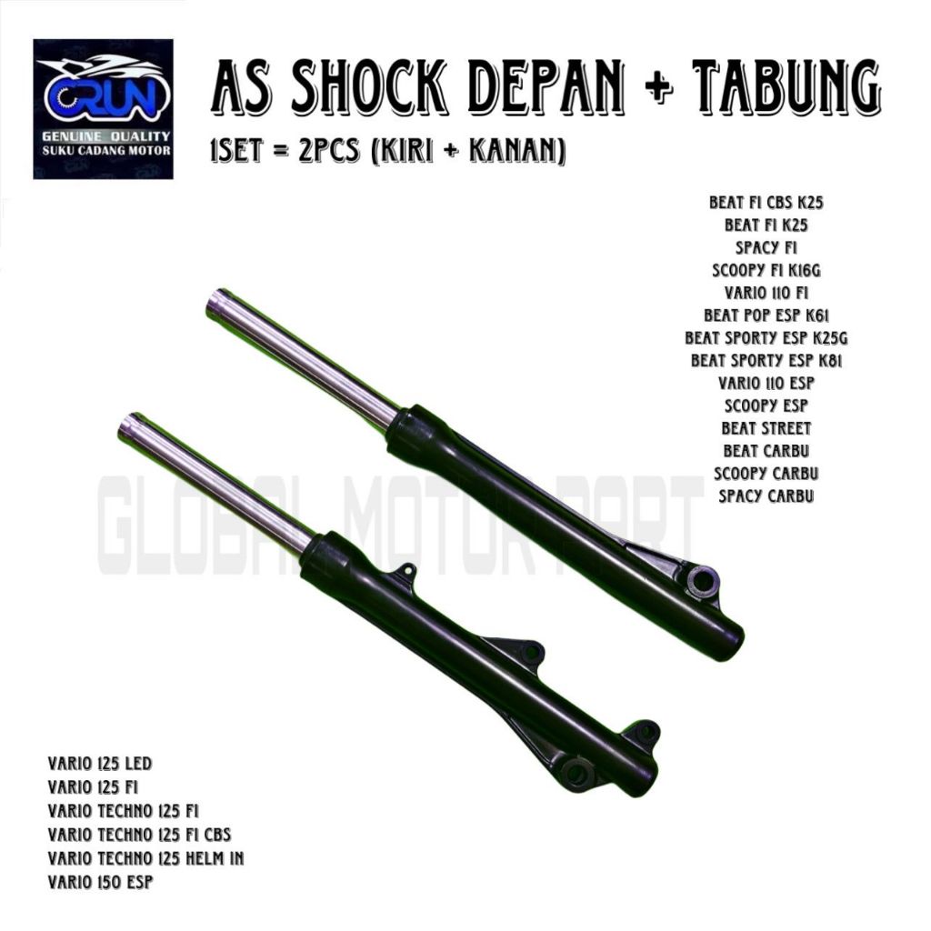 CRUN As Shock Shockbreaker Depan Plus Tabung Honda Beat FI Spacy Scoopy Vario 125 Vario 150 ESP