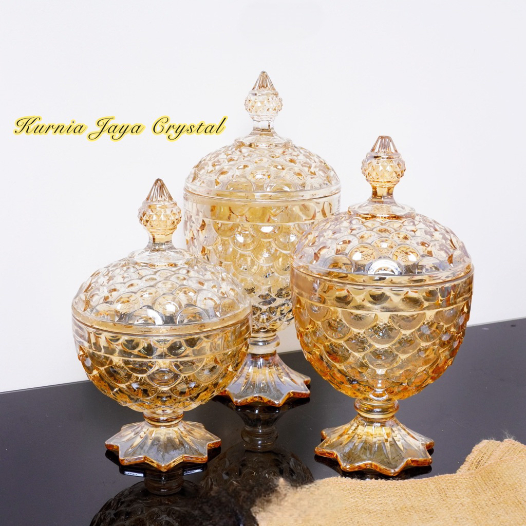 Toples Kaca Gold / Toples nanas kaca Gold 1 set 3 pcs