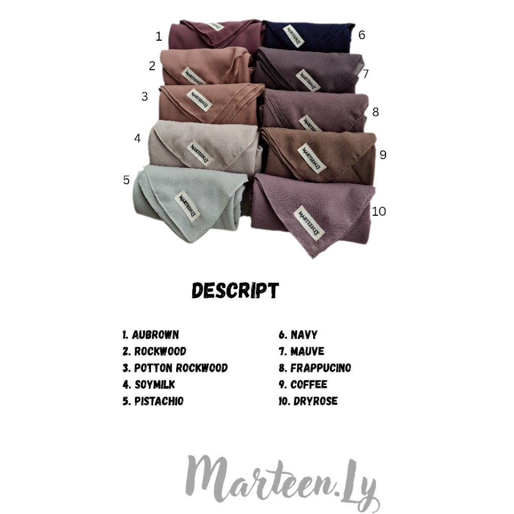 Plain Square Hijab Marteen.Ly (free zipper pouch)