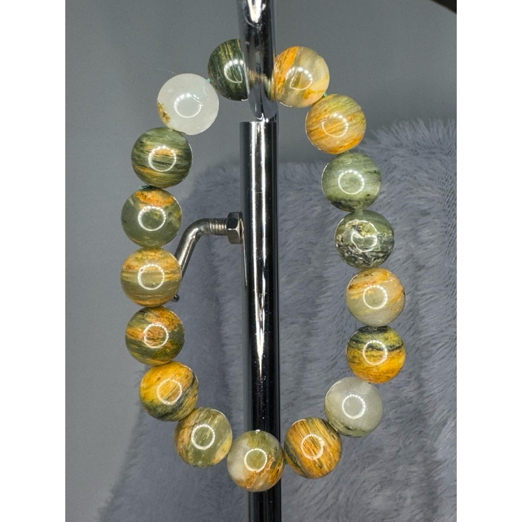 Gelang Batu Kristal alami bersertifikat Rabbit Hair Garden 12mm lingkar tangan 22cm