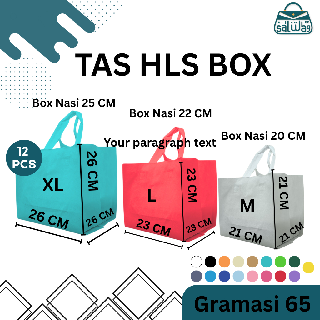 

tas HLS box spunbond ukuran box 20, 22, 25 CM, Tas syukuran/ tas hajatan/ulang tahun/tas roti