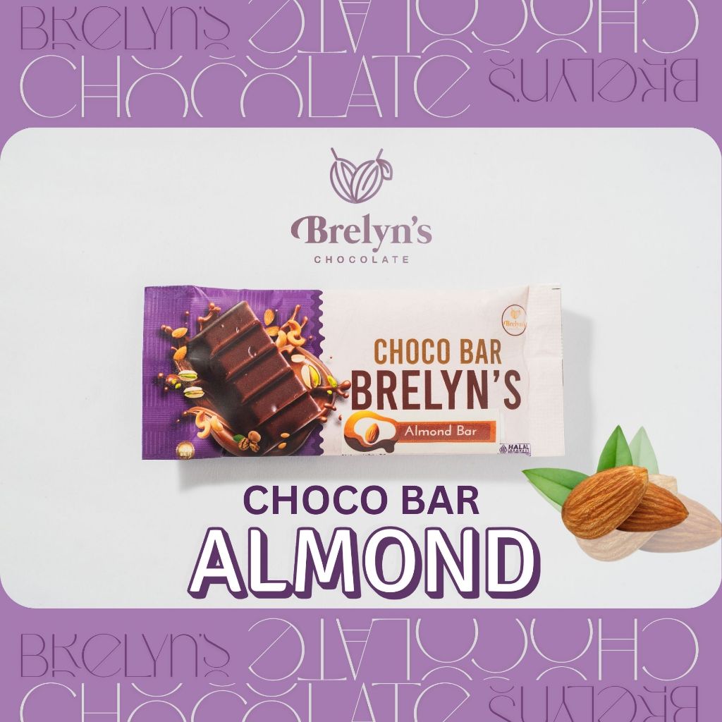 

Brelyn's Chocolate : Choco Bar Almond Bar (Coklat rasa almond) Manis Gurih 35 gram