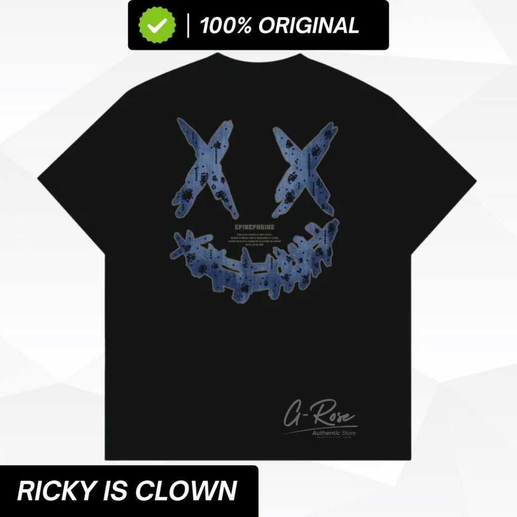 RIC RICKY IS CLOWN JOKER SMILEY DENIM RIPPED JEANS BORDIR BAJU RICKYISCLOWN OVERSIZE 100% ORIGINAL