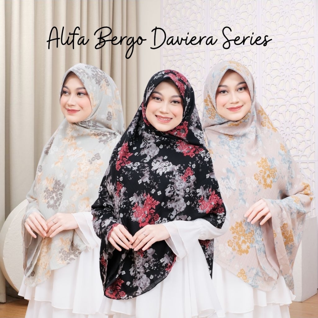 alifa bergo daviera series / jilbab motif bolak balik / bergo syari