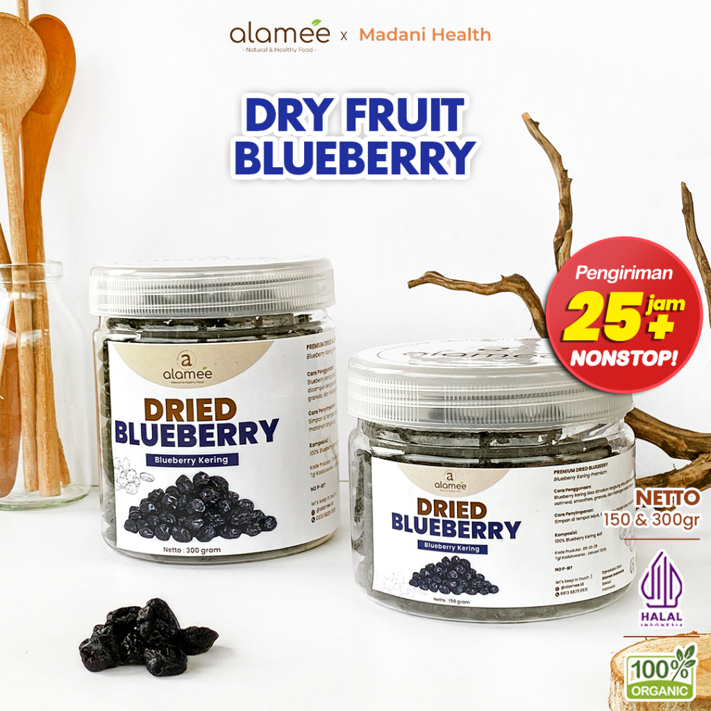 

ALAMEE Blueberry Kering Cemilan Buah Sehat Dried Fruit Blueberry Cemilan Rendah Kalori 300gr