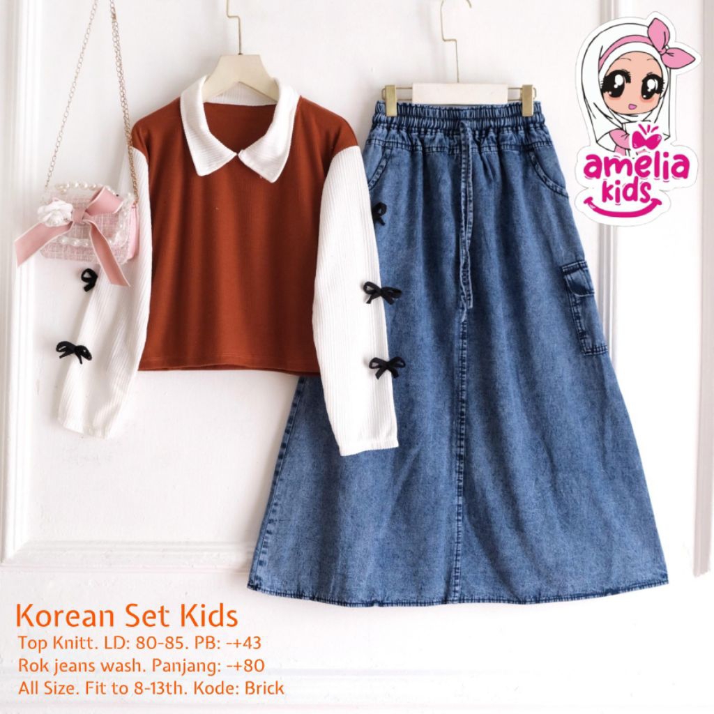 Kor*an Set Kids Setelan Anak Perempuan Setelan Anak Perempuan Original Ori Amelia Kids
