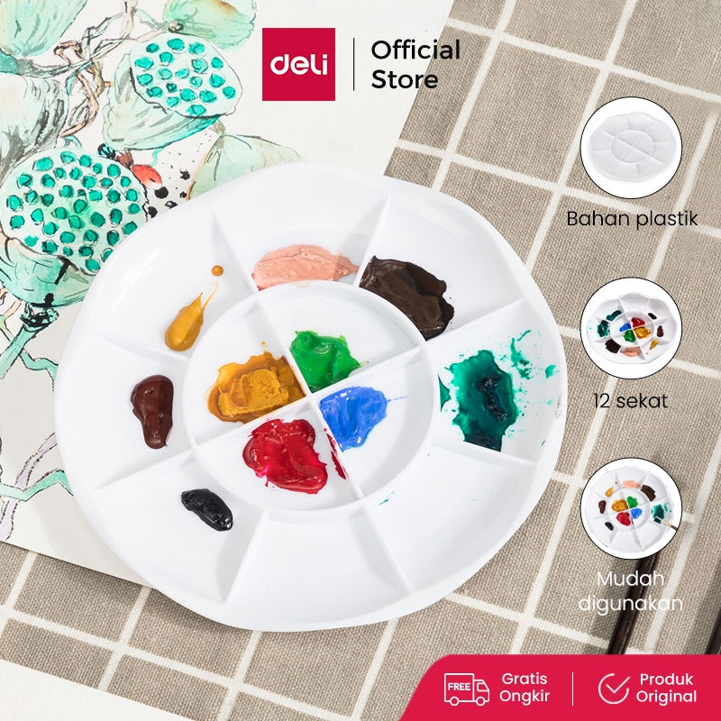 

Deli Watercolor Pallete alat melukis / Palet Cat Air Ukuran Kecil / Besar Warna Putih 68305 68306