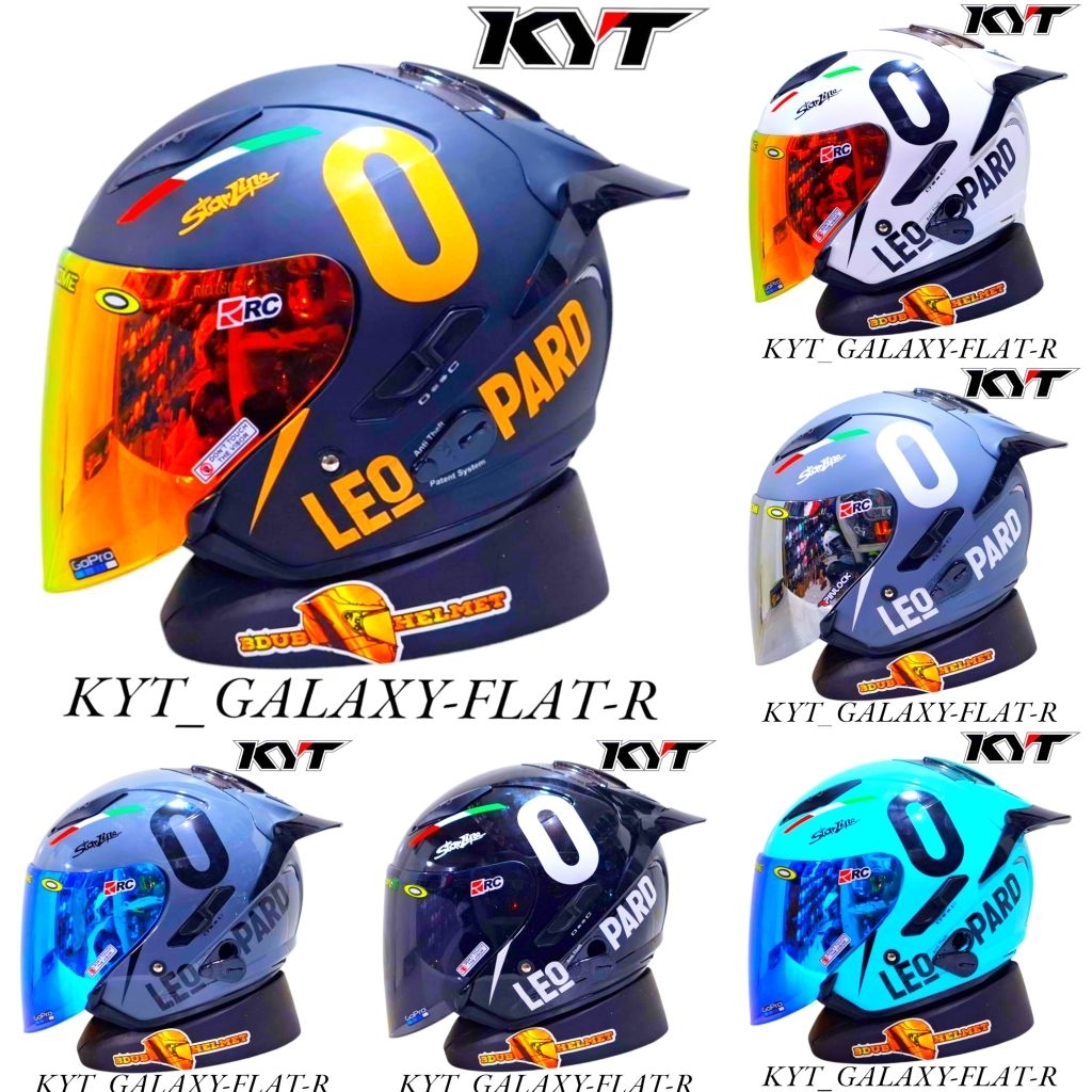 helm kyt Galaxy Flat R white leopard paket ganteng 100% original KYT