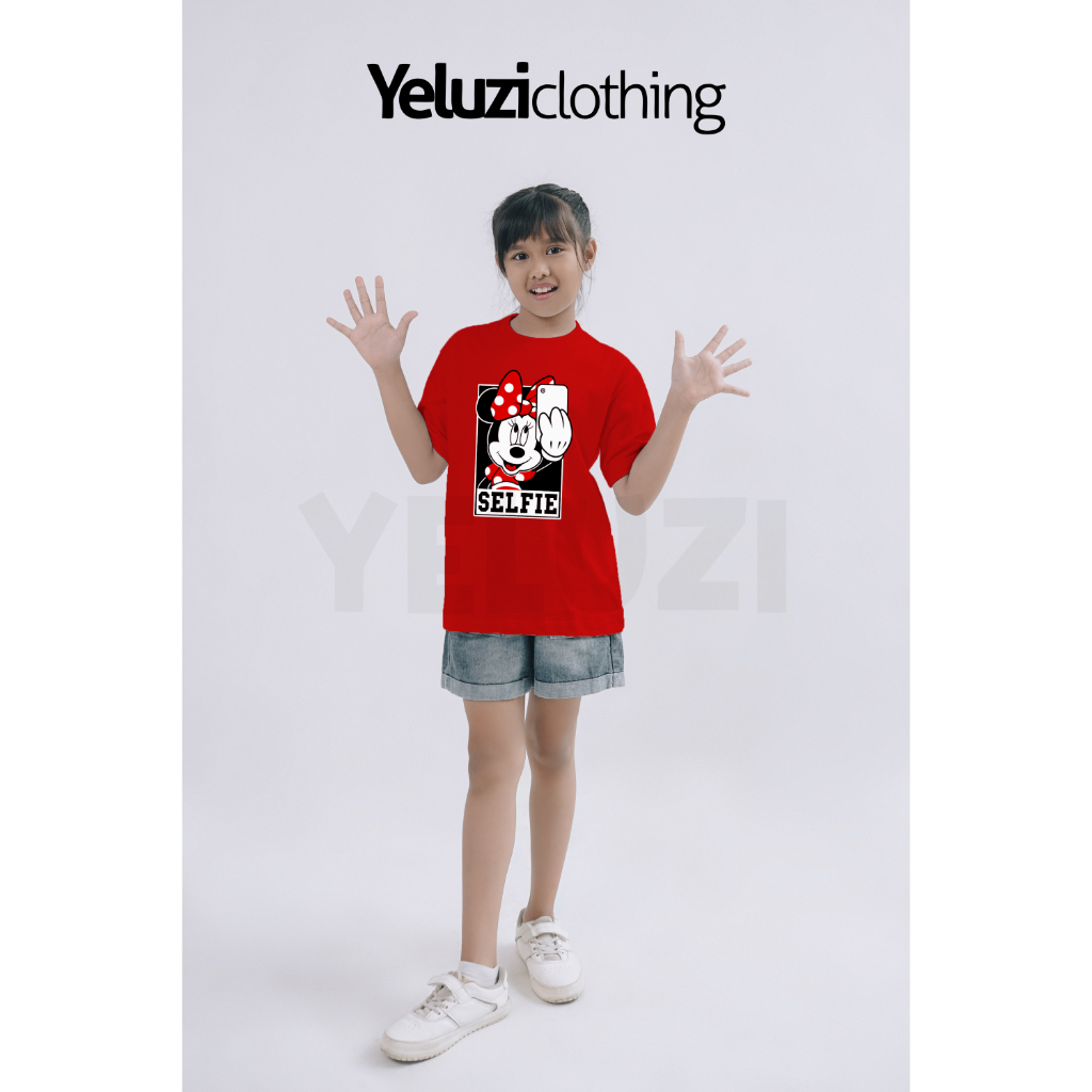 Kaos Oblong Anak Perempuan - Minnie Mouse - Merah - Katun 24s - YELUZI