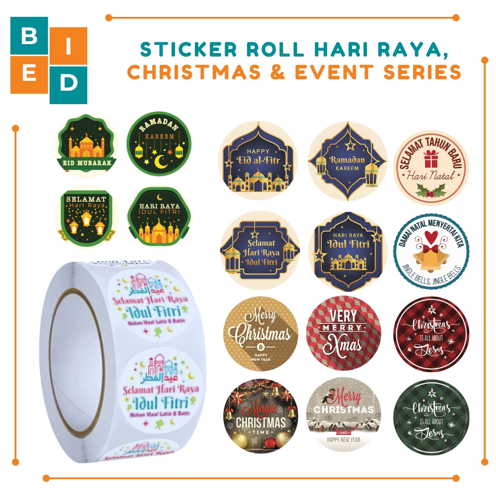 

1 Sticker Roll 500pcs Event Stiker Idul Fitri Ramadhan Christmas Hampers Packing SS001 | Bied.id