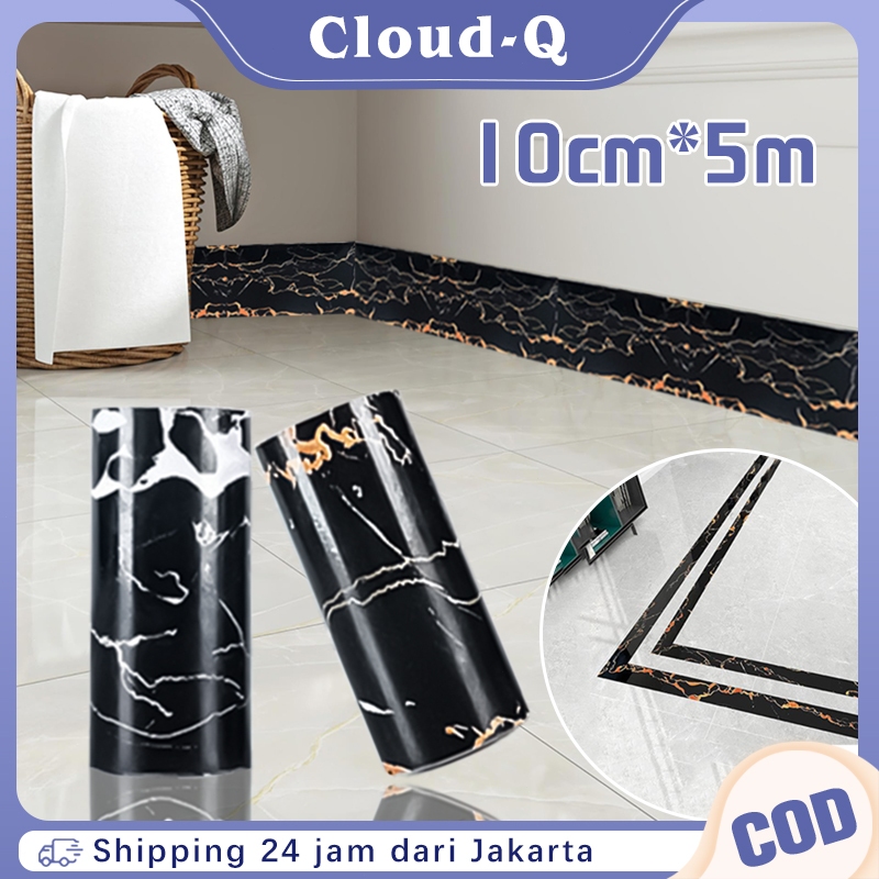 10cm*5m Lis Pinggir Keramik Dinding Sticker Dinding Motif Marmer Pvc