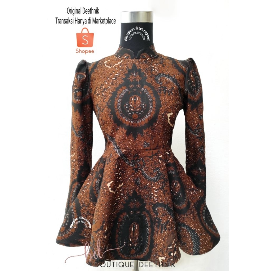 baju batik model peplum warna sogan laseman Baju batik wanita model kekinian